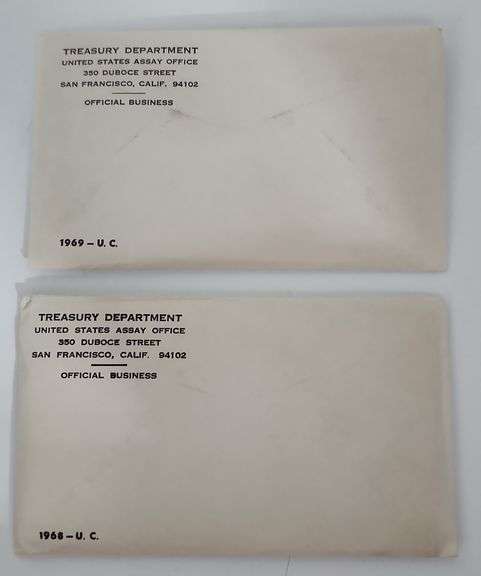 1968 & 1969 United States Uncirculated Mint Sets In Original Packaging-40% Silver Half Dollars