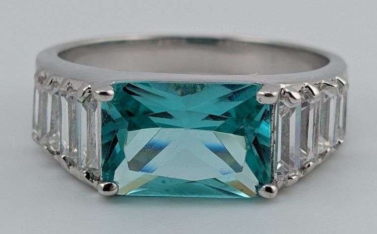 Sterling Blue Paraiba Tourmaline & White Sapphire Ring