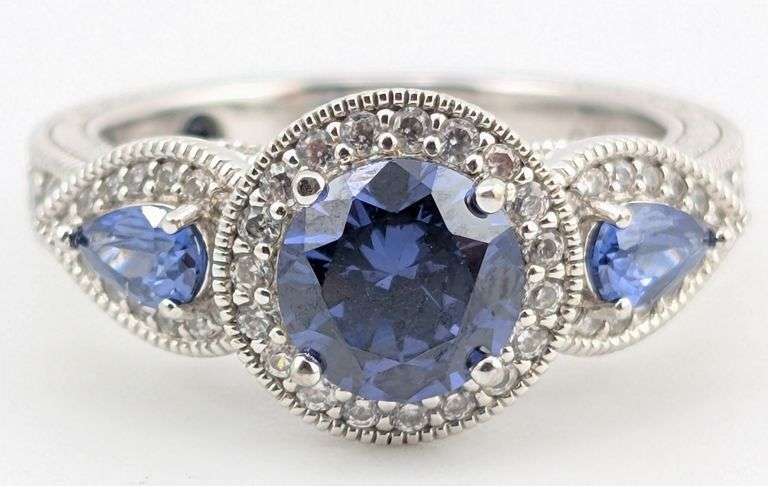 Sterling Designer Vanna K Tanzanite & Sapphire Ring