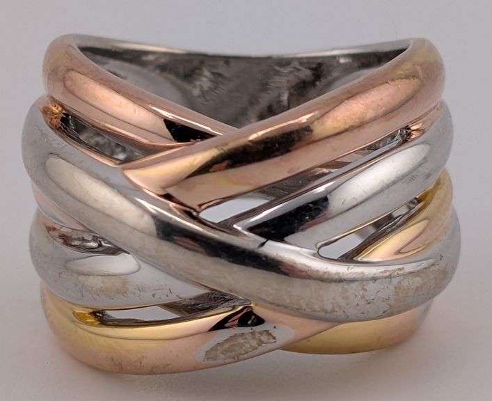 Sterling Tri Colored Cross Cross Band