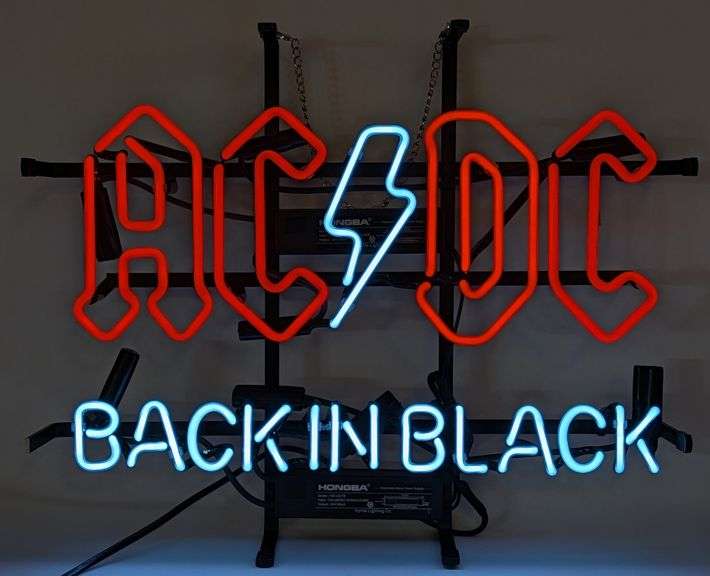 AC DC Back in Black 2-Color Neon Sign 17in x 13.5in - Kraft Auction ...