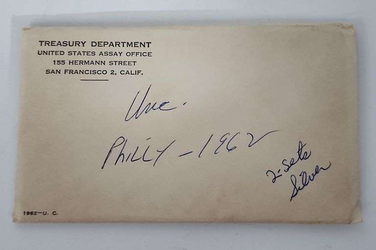 1962 United States Uncirculated Mint Set 90% Silver Coins Sealed Envelope