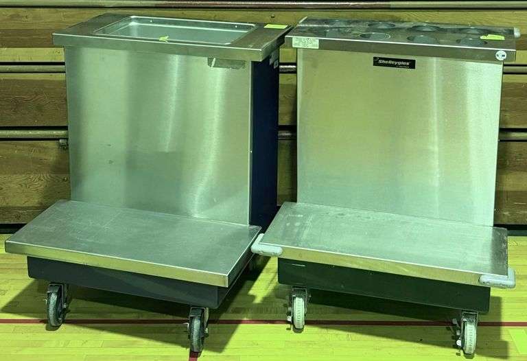 (2) Mobile School Tray/Utensil Carts