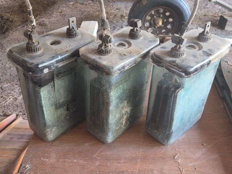Three Exide Glass Lead Acid Batteries