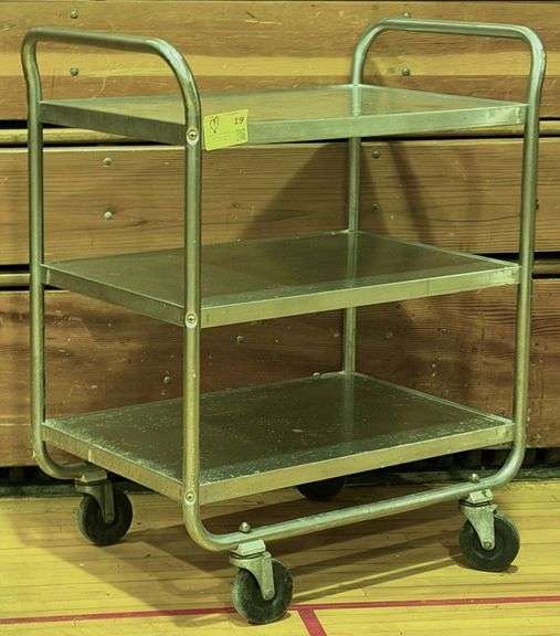 Lakeside Commercial Stainless Mobile 3-Tier Kitchen Cart Model 222, 30"×19"×36"
