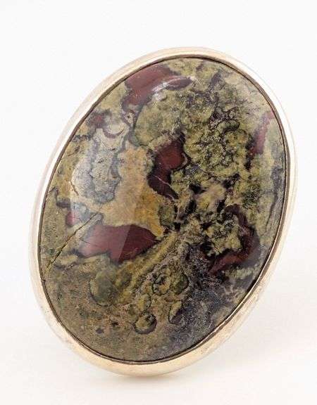 Sterling Oval Dragon Blood Jasper Ring