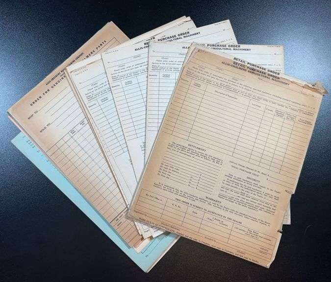 Allis-Chalmers Retail Order Forms