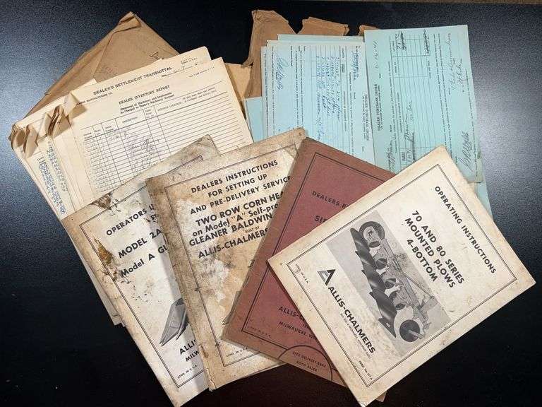 Allis-Chalmers Dealers Manuals, Repair Catalog, & Inventory/Purchase Reports
