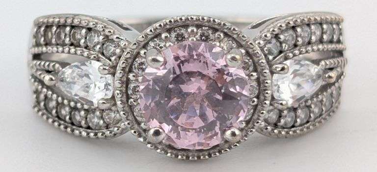 Sterling Pink & White Sapphire Ring