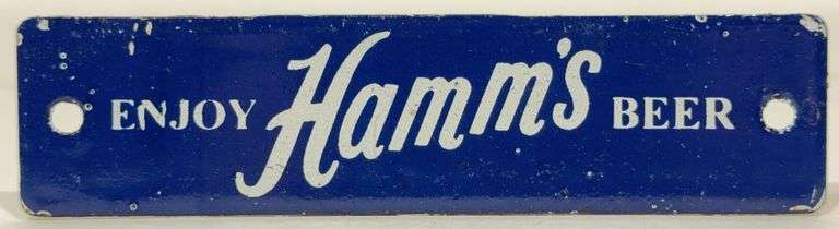 Porcelain Hamm’s Beer 6in Advertising Sign