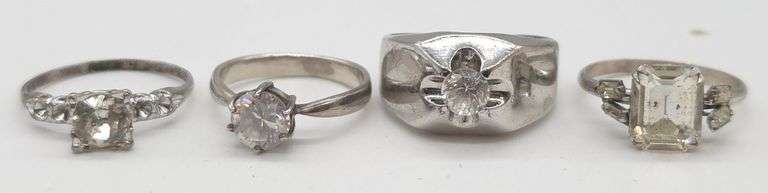 (E) (4) Sterling Silver CZ Rings