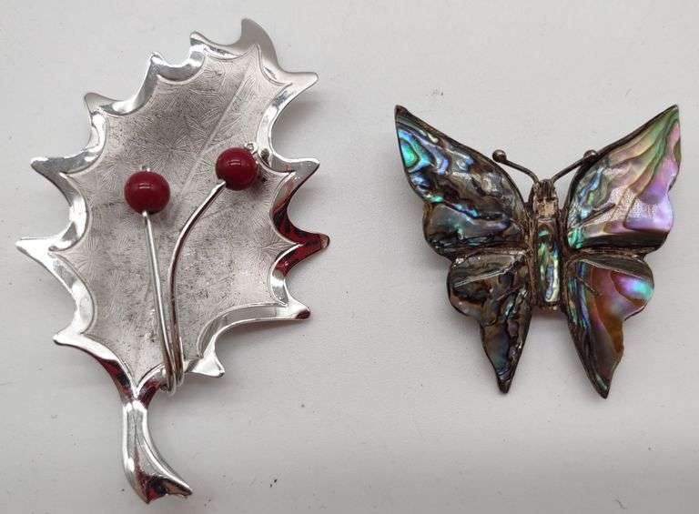 (E) Two Sterling Silver Brooches