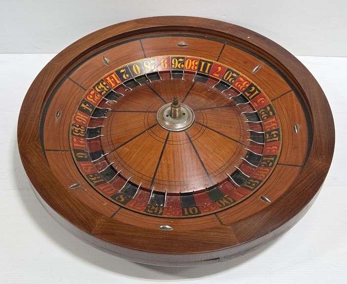 Rustic Wood Roulette (E) Vintage Large Wooden Roulette Wheel - Kraft Auction Service, LLC