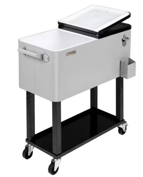 Vingli 80 Qt. Steel Ice Chest Cooler Cart