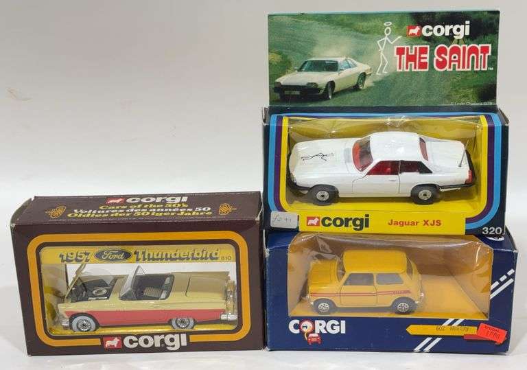 3) Vintage 1:43 Die-Cast Corgi Cars In Box / The Saint Jaguar XJS