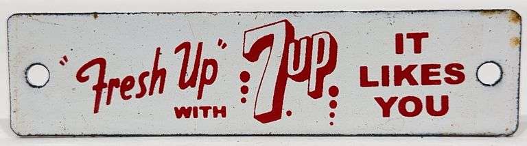 Porcelain 7up Soda 6in Advertising Sign