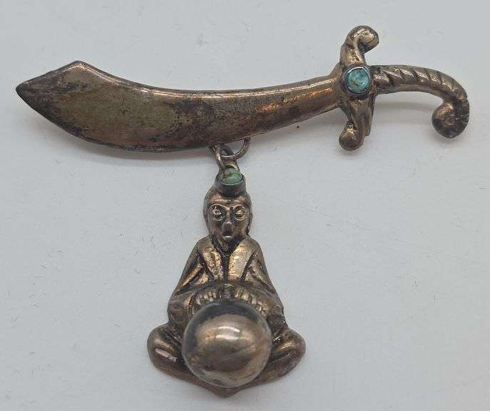 (E) Sterling Silver Scimitar-style Fortune Teller Brooch