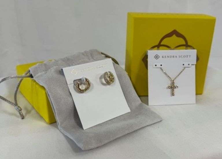 Kendra Scott Earrings & Cross Necklace