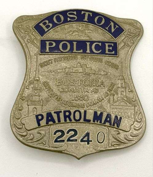 Obsolete Boston Police Patrolman Shield Badge #2240 - Kraft Auction ...