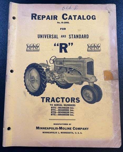 Repair Catalog For Universal & Standard “R” Tractors