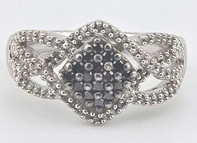 Sterling Black Spinel & White Sapphire Swirl Ring