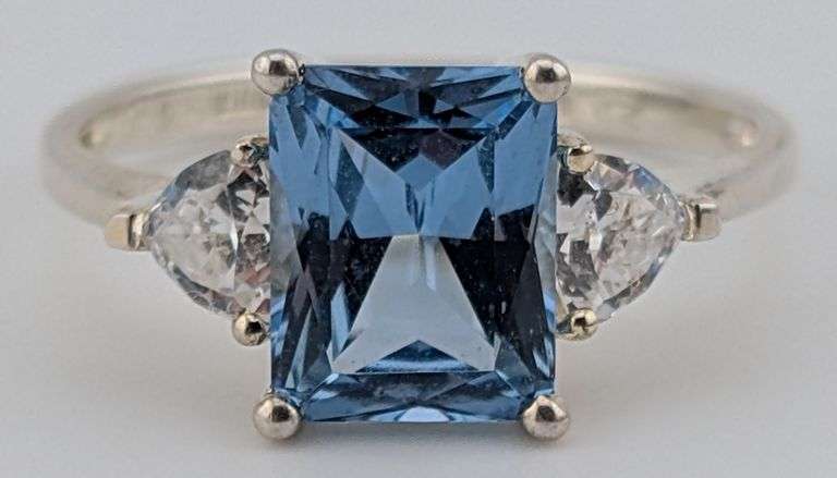 Sterling Princess Cut Blue Topaz Ring