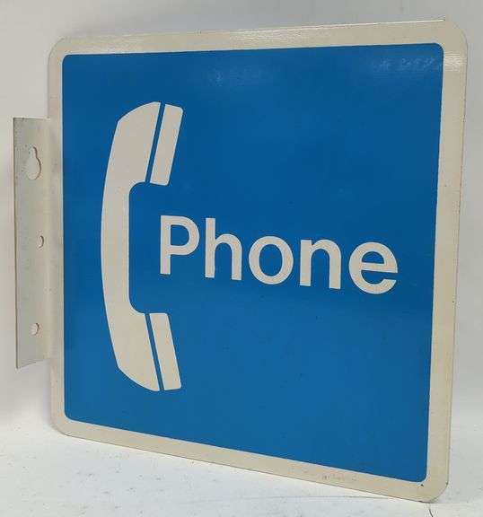 Vtg Payphone Double Sided Metal Advertising Sign