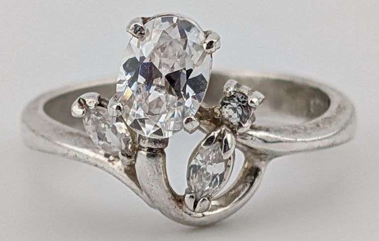 Sterling White Sapphire Floral Ring