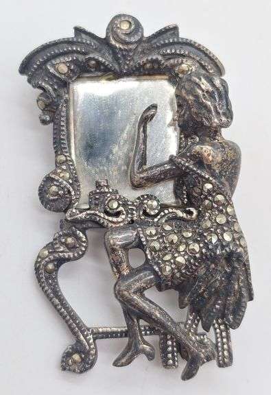 (C) Sterling Silver Marcasite Brooch