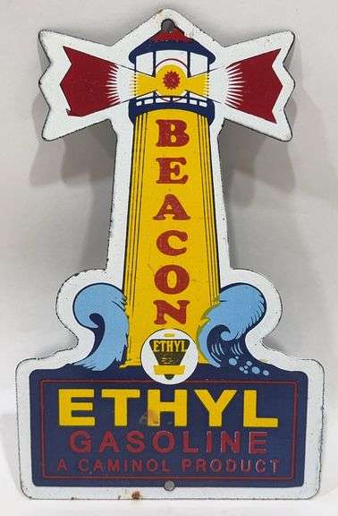 Porcelain Beacon Gasoline Advertising Sign