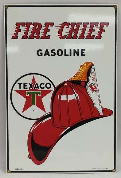 Texaco Gasoline "Fire Chief" Porcelain Sign
