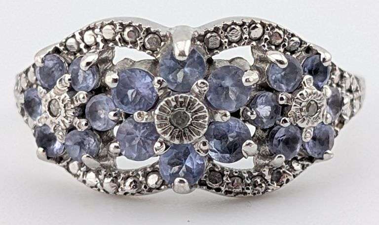 Sterling Tanzanite & White Sapphire Floral Ring