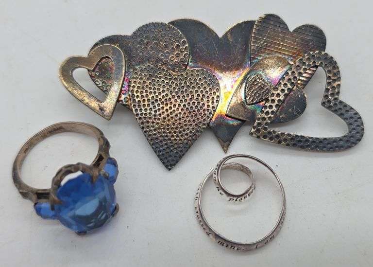 (C) Sterling Silver Brooch, Ring & Pendant