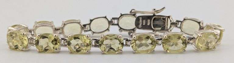 Sterling Oval Cut Lemon Topaz Link Bracelet