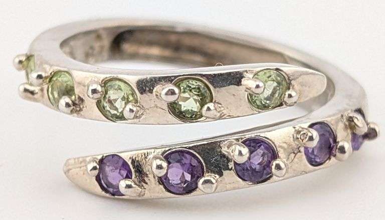 Sterling Peridot & Amethyst Bypass Ring