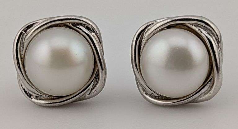 Sterling Pearl Stud Earrings