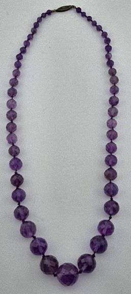 Antique Art Deco Amethyst Beaded Necklace