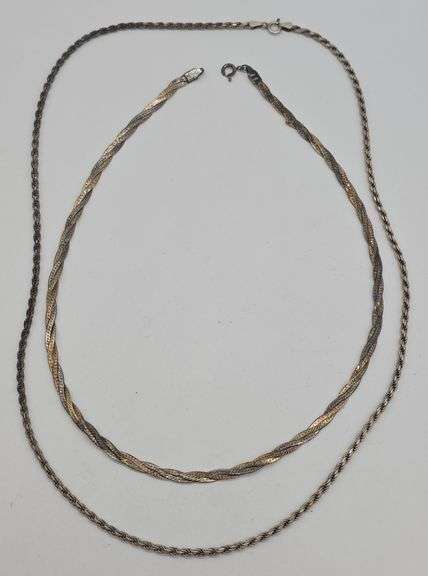 (E) (2) Sterling Silver Chain Necklaces