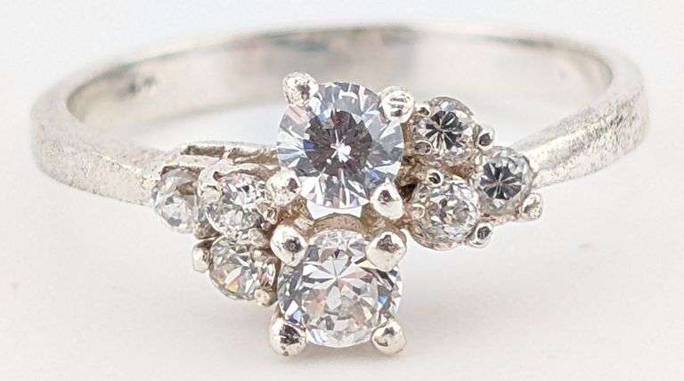 Sterling White Sapphire Cluster Ring