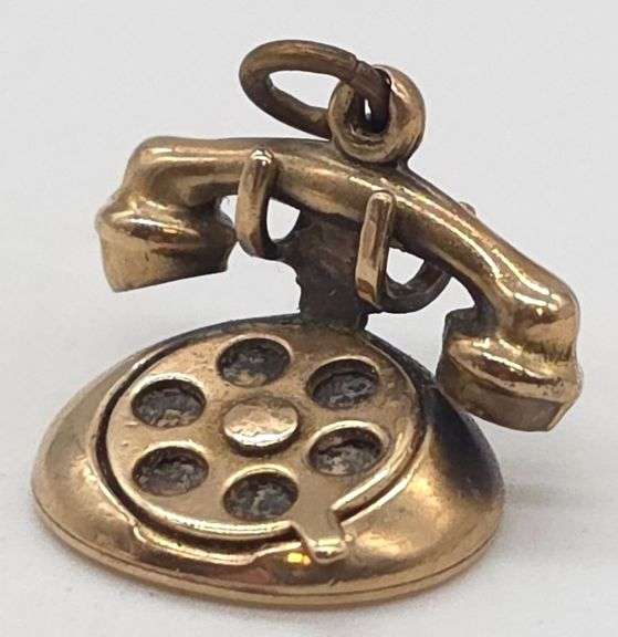 (E) 10K Rose Gold Telephone Charm