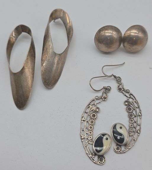 (E) (3) Pair of Sterling Silver Earrings