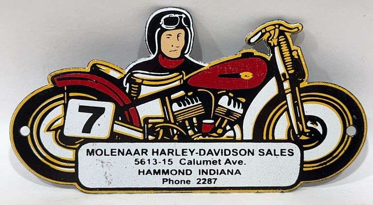 Porcelain Molenaar Harley-Davidson Motorcycle  Advertising Sign