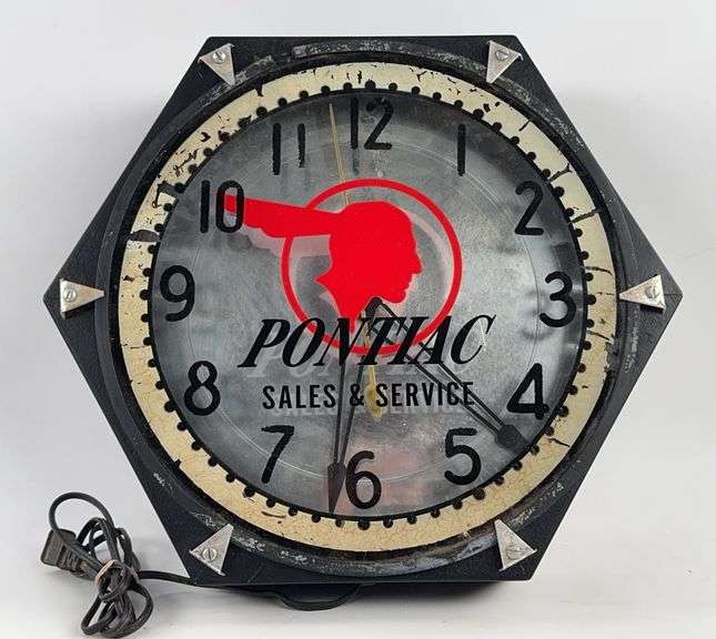 Pontiac Sales & Service Advertising Clock