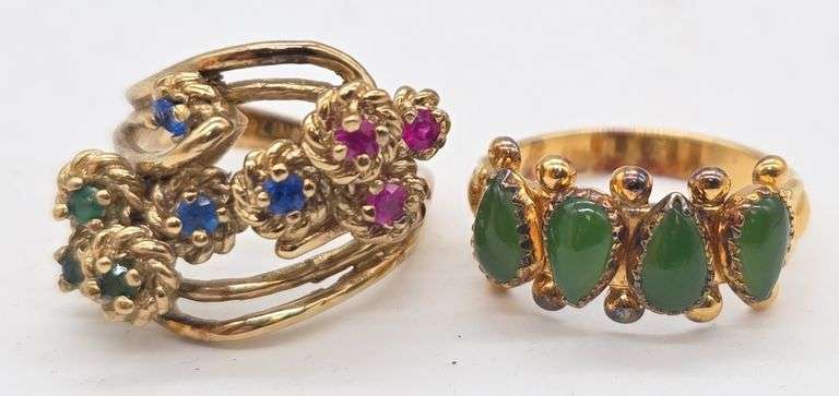 (E) Gold Over Sterling Silver Multistone Rings