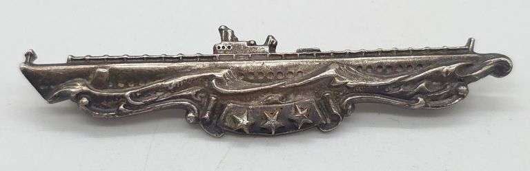 (E) Sterling Silver WWII US Navy Submarine Combat Patrol Badge by AMICO