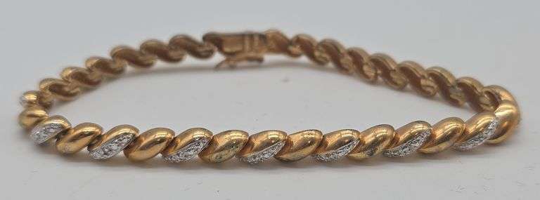 (E) Sterling Silver Gold Tone Tennis Bracelet