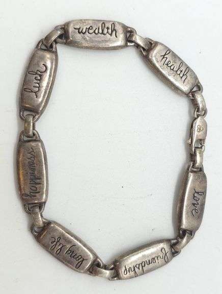 (E) Sterling Silver Link Positivity Bracelet