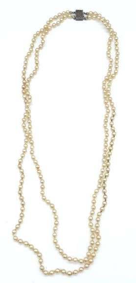 (E) Vintage Pearls with Sterling Silver Clasp