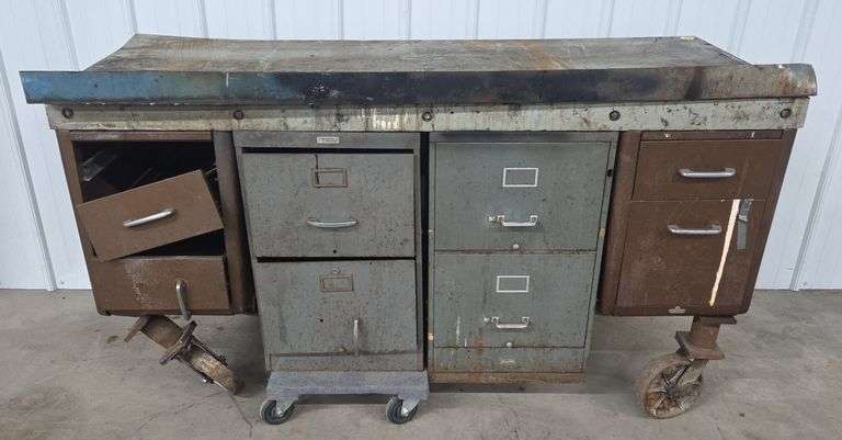 (N) Steel Workbench with Filing Cabinets - Kraft Auction Service, LLC