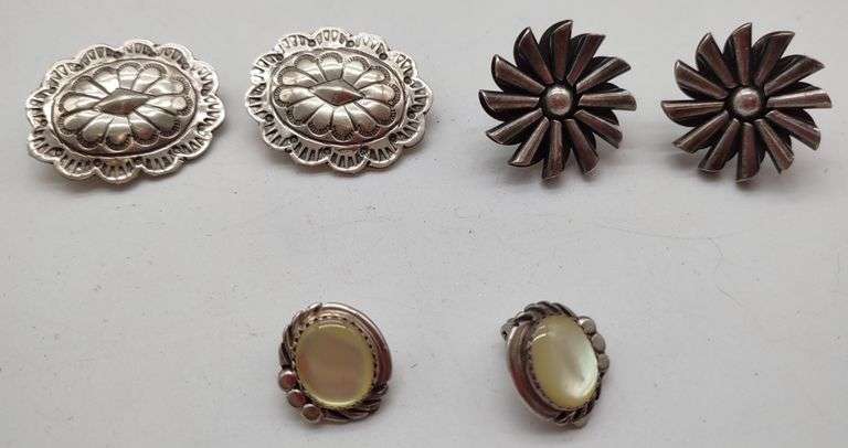 (E) (3) Pair of Sterling Silver Clip On Earrings